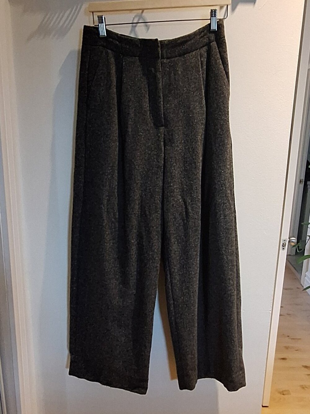 Banana Republic High-Rise Wide Leg Herringbone Wool Blend Trousers